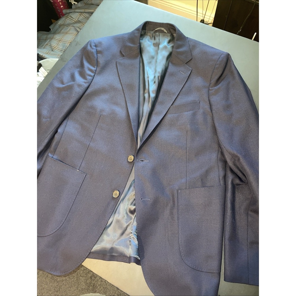 Rodd & Gunn Sports Jacket Large Navy Wool Vitale Barberis Canonico Patch Pockets